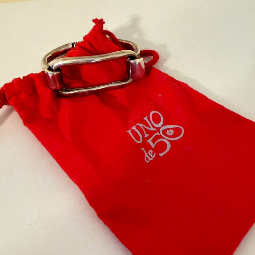 Uno De 50 Silver-Tone Link Bracelet With Red Pouch